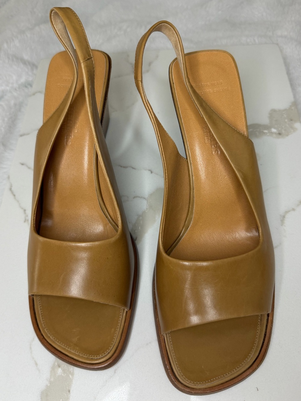 Hermes Cognac Leather Slingback Sandals